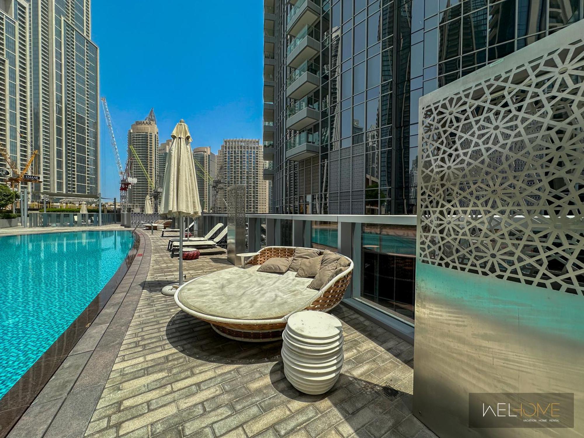 Welhome - Luxury Apartment Facing Burj Khalifa With Terrace Dubai Exterior photo